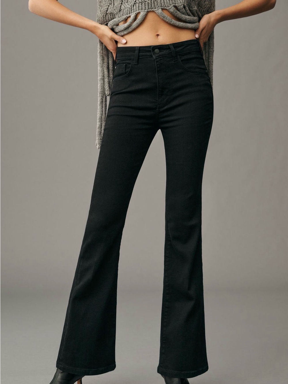 Pilcro Black High-Rise Flare Jeans